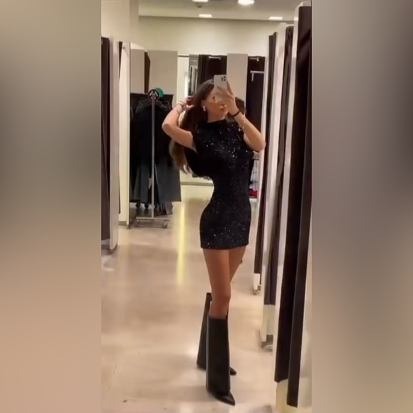 Zara SHOULDER PADS SEQUIN DRESS ZW COLLECTION - Picture 11 of 17